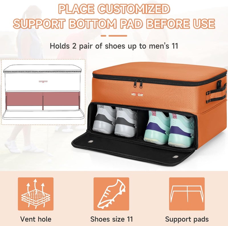 ANILD Golf Trunk Organizer, 2 Layer Golf Storage Case with Separate Ventilated Compartment for 2 Pair Shoes, for Balls, Tees, Clothes, Gloves, Accessories, Golfer Gifts - Image 3